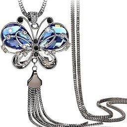 Jewellery Butterfly Pendent for Girls with Long Chain Pendant Party Stylish Necklace for Women & Girls(Blue)(9275np)-image-62