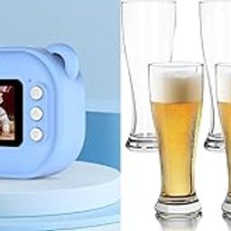 Dastav Instant HD Digital Print Camera 1080P Videos and Camcorder BW Photo Printing | & | Water Glasses 270ML (6) (Transparent Long Glass)-picture-23