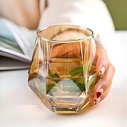 STOMAKI Premium Diamond Cut Hexa Shaped Tumblers, Clear Glasses for Water, Juice, Wine, Whiskey, Cocktail, and Beer 310 ML Pack of-6-image-93