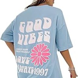 Cotton Half Sleeve Oversized T Shirts for Women-image-28