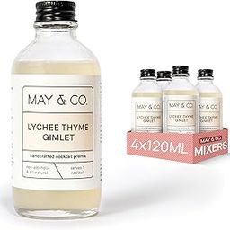 MAY & CO. Lychee Thyme Gimlet Cocktail Mix - Cocktail Mixer for Gimlet - Pack of 4 (480ml) - Makes 4 Cocktails - Handcrafted Non-alcoholic Beverage-image-78