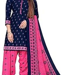 Black Cotton Blend Printed Unstitched Dress Material with Dupatta For Women-14
