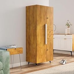 Bniture Wooden Almirah for Clothes, Door for Bedroom, 2 Door Wardrobe with Drawer & Hanging Space (45D x 75W x 180H CM) | 3 Year Warranty 2 (Giant Wood)-image-85