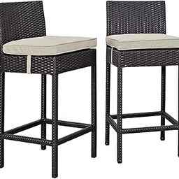 MJA FURNITURE Outdoor Bar Stool for Kitchen, Home, Counter, Patio | Wicker Stools Set, Outdoor Bar Patio High Rise Chairs | Weather Resistant Home Bar Furniture (Set of 2)-image-86