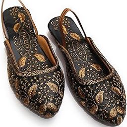 Niharika Women’s Gold Work Ethnic Shoes Traditional Mojari Punjabi Jutti-picture-17
