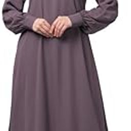 � Women's Inner Abaya Dress With Cuff Sleeves And Side Pocket Made in Nida Matte Fabric-image-9