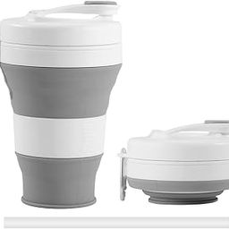LITTLE BUDDY 600 ml Collapsible Travel Cup with Lid & Straw, 20.3 oz Foldable Coffee Mug, Leak-Proof Portable Camping Cup/Silicone Water Bottle for Hot & Cold Drinks (Multicolour)-picture-21