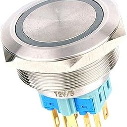 UJEAVETTE 30mm LED Metal Push Button Switch,12V Flat Head,1NO 1NC Blue Self-reset-image-68