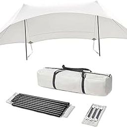VELURA Camping Tarp Sunshade Portable Tent Tarp Awning for Traveling Hiking Fishing Height 2.1m|4pcs Adjustable Pole Clips|Home & Garden|Home & Garden-image-65