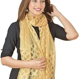 Nakoda Creation Net Self Design Women Dupatta (Super Net Dupatta-Beige) - BZ63317-56
