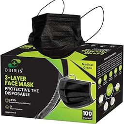 Osiris® 3Ply Non-Woven Fabric Disposable Surgical Dust Mask With Nose Clip, CE, ISO, GMP & FDA Certified Masks(Black,Without Valve, Pack of 100) for Unisex-12