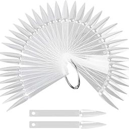 D.B.Z.® Nail Display Sticks Transparent Stiletto Tips Nail Art Display Chart Fan Board Acrylic False Tips Practice Tool Nail Polish Sample Color Showcase With Ring (50 pcs - Clear)-2