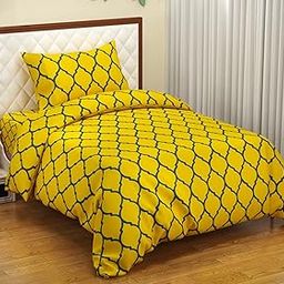Trance Home Linen 200TC 100% Cotton Printed Zippered Single Size Duvet Cover/Blanket/Quilt | Comforter Cover/Razai Cover | with 1 Pillow Cover (60 x 92 Inch | Dori Mustard Yellow)-image-16