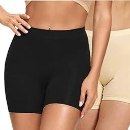 Womens Cycling Shorts for Under Dress | Skirt | Shorties Anti Chafing Boxer Tights Mid Thigh Boyshorts Regular and Plus Sizes Combo Pack-image-78