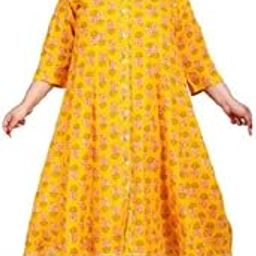 Women Printed Gown Yellow-image-1