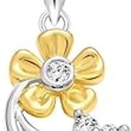 Vighnaharta Dream Flower CZ Silver and Rhodium Plated Pendant - [VFJ1161PR]-image-15