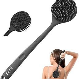 DHULKI Premium Soft Silicone Back Scrubber Shower Bath Body Brush with Long Handle Dirt_Removal Back Scrubber | BPA-Free | For Men and Women (BLACK)-image-56