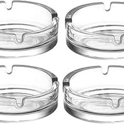 Ash & Roh® - Clear Glass Cigarette Ashtray, classic round Ash Tray - (Transparent) (4)-image-3