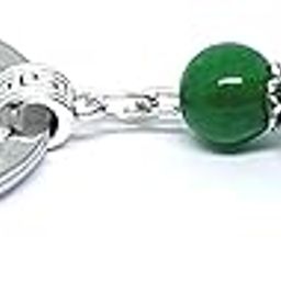 Natural Green jade Crystal Beaded Key Chain Key Ring-56