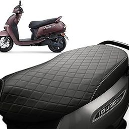 TVS iQube Premium Quilted Seat Cover, Black Leather, Waterproof Scooter Accessory (Black)-image-2