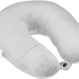 amazon basics Travel Neck Pillow, Unisex, Multipurpose, U-Shaped, Grey, Poly Fill;Velvet-13