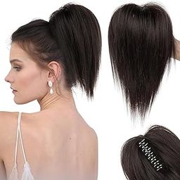 HAIR WALA™ Messy Bun Hair Extension, Claw Clip in Hair Buns for Women Clip in Short Ponytail Tousled Updo Fake Hair Bun Extension for Women, 10 Inch Long, Brown Color-image-69