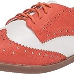Women's Flat Shoe Wingtip Lace Up Two Tone Oxford M2913(7 B(M) US, Orange)-image-40