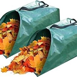 Pilntons 2 pack 53 gallons lawn Leaf Collector bags Reusable Yard waste bags Heavy Duty Extra Large Leaf Bags Chute With Handles Garden dustpan Bags for Leaves Debris Grass Clipping-image-74