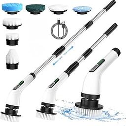 JIALTO Plastic Electric Spin Scrubber for Cleaning , Electric Mop for Floor Cleaning with 7 in 1 Replaceable Brush Heads, Power Scrubber for Shower, Bathroom, Car, Floor Cleaning-23