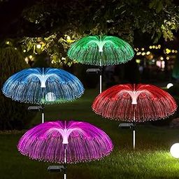 TBOOM Solar Jellyfish Light Fountain Outdoor Lamp Rechargeable Water-Resistant Sun-Powered LED for Home Garden Decoration Balcony Backyards Pathways (Multicolor, Set of 2)-31