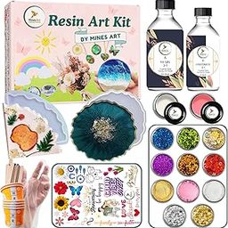 Mines Art Ultimate DIY Epoxy Resin Art Coaster Kit with Glitters, Pigments, Mica and More Pizza and Agate Silicone Moulds & More - 3:1 Epoxy Resin, 200gm (MRA - 101)-2