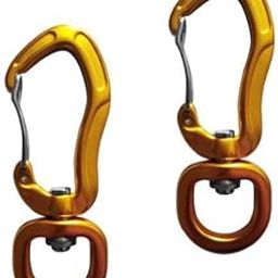 UJEAVETTE 2x1 Pair Swivel Carabiner Hanging Connect Hook Camping 76mm Gold Round Eye- Sporting Goods- Outdoor Sports- Climbing & Caving- Carabiners & Hardware-image-88