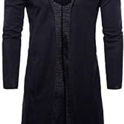 Men's Long Cape Cardigan Sweatshirt Hooded Cloak Outerwear-image-15