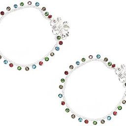 Multicoloured Stone Hanging For Kids 1 to 5 Years Stainless Steel Anklet (Pack of 2)-image-63