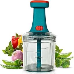 YEMIN Manual Hand Press Push Chopper with 6 Blades for Effortless Chopping Vegetables & Fruits (Push Chopper-1000 ML)-0