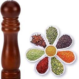 Pepper Grinder Crusher Mill Machine 8 INCH for Kitchen Adjustable Ceramic Rotor and Easily Refillable Pepper Shakers for Your Kitchen, Manual Salt Pepper Grinder(Wooden Salt Paper & Grinder)-image-12