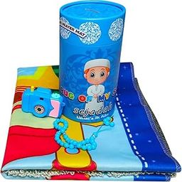 Home Smart Children Prayer Mat Gift for Boys and Girls Folding Prayer Mat with Mini Camera Prayer Beads and Money Box Ideal for Ramadan Gift (Blue)-image-15