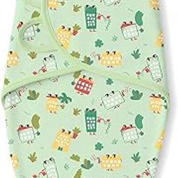 Newborn Baby Swaddle Wrap | 100% Cotton Adjustable Sleep Sack | Soft, Breathable & Lightweight | Velcro Closure for 0-6 Months | Green Wild City-image-8