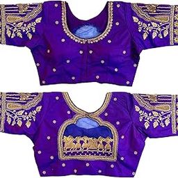 Women's Golden Zari Embroidery Work with Heavy Maggam Work Multicolor Blouse(Ruby)-25