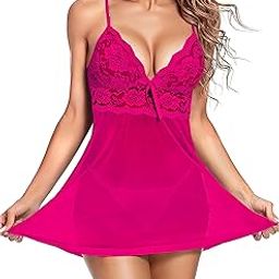 Lace Babydoll Lingerie for Honeymoon, Babydoll Night Wear for Women, Night Dresses for Women, Ladies Night Dress, Transparent Net Nighty for Sexy Women with G-Sting Panty-image-39