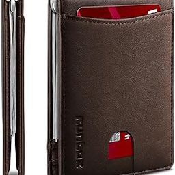 Men's Leather Minimalist Slim Wallet with Money Clip RFID Blocking (Coffee)-picture-17