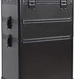 ADSON Professional Jumbo Vanity For Multi Function Artist Rolling Trolley Makeup Box Beauty Train Case Cosmetic Organizer (Full Black, 10 C)-image-1