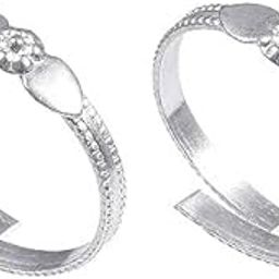 Toe Ring Set for Women, Adjustable Size, Contemporary Style, Clear Stones, 2 Pieces-image-16