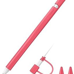 Fintie Silicone Sleeve Compatible with Apple Pencil 1st Generation, Ultra Light Pen Skin Case Cover Soft Protective Pencil Grip Holder with 2 Nib Covers & Cable Adapter Tether, Watermelon-picture-26