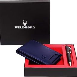 Men Blue Genuine Leather Wallet Gift Set Combo-image-47