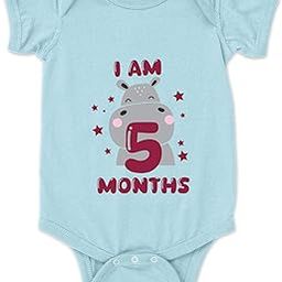 Cotton 5 Month Birthday Print Romper Newborn Blue Baby Romper for baby girl & baby boy-image-70