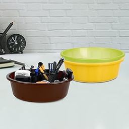 Homestic Pack of 3 Desk Organizer | Stationery Organizer | Multipurpose Organizer | Office Supplies for Pen-Pencil-Staplers | Desktop Organizer | 6 LTR | Yellow & Green & Brown-image-40