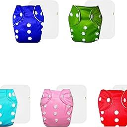 Dumbledo Lite Cloth Diaper with 6-layer Absorbent White Insert,Comfortable Fit for 3 Months to 3 Years, Pack of 5, Adjustable Diaper |CDB-CGR-CLB-CPK-CRD-image-0