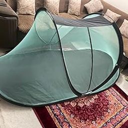 ZOTOFLY Polyester Adult Mosquito Net for Single Bed Size (7ft) Foldable :: One Side Zip (Black)-picture-29