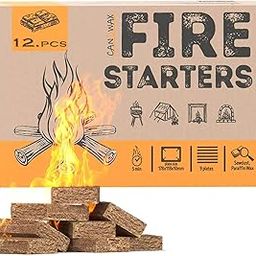 SOLDTRUE BBQ Wax Wood Blocks Fire Cube Camping Burning Outdoor Starter Tool Lighters Igniter Great Lighter for Chimney, Charcoal Grill (12 Cube)-18